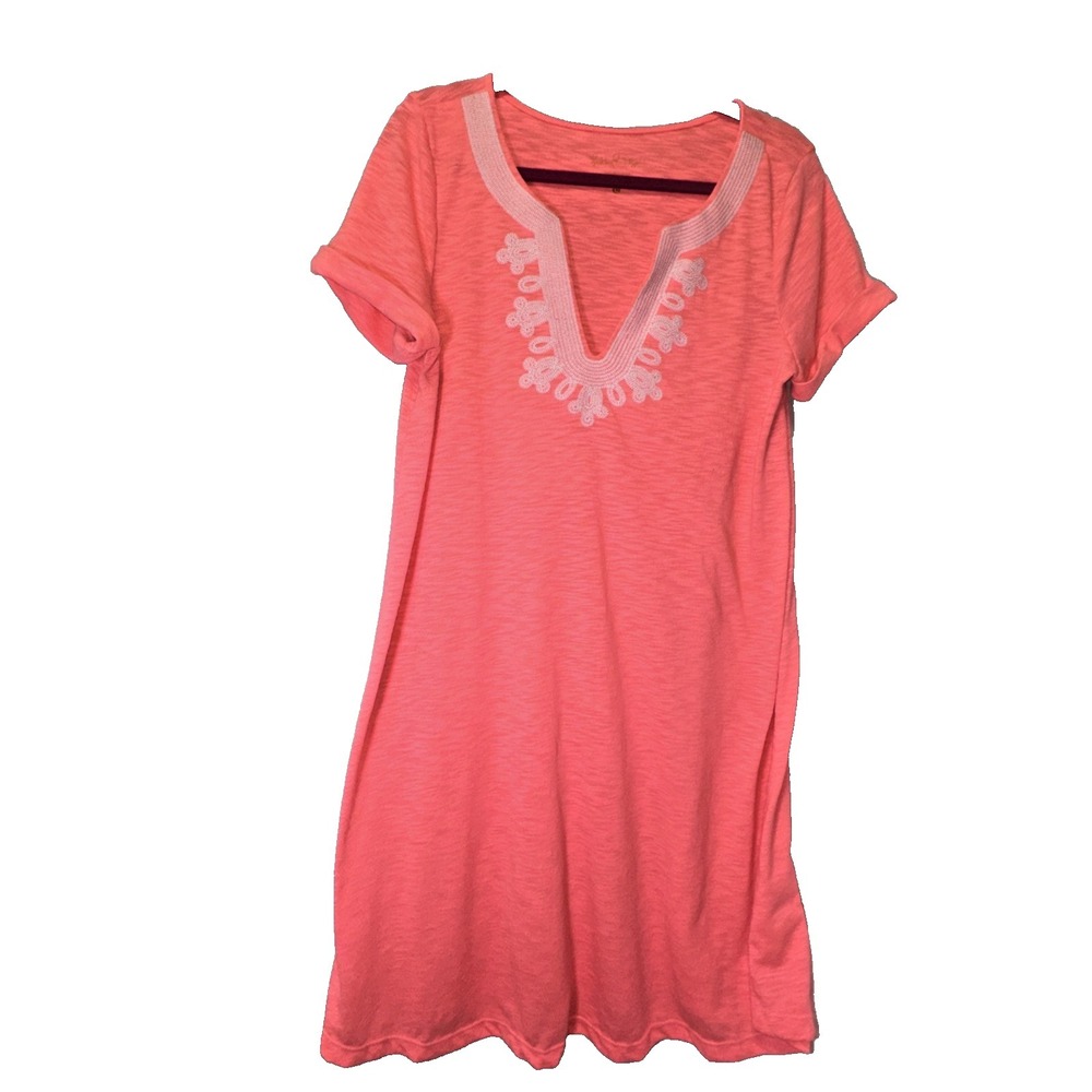 Lilly Pulitzer Women's Coral Reef Maisy Short Sleeve Dress Large EUC